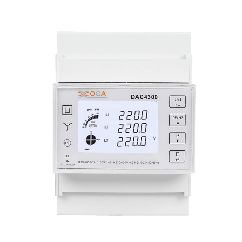 Dac4300 LCD sur rail DIN triphasé avec transformateur compteur d'énergie