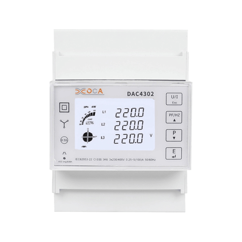 Dac4302 Compteur d'énergie électrique triphasé AC 2t sur rail DIN