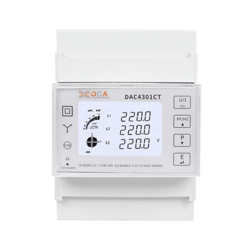 Dac4301CT Compteur d'énergie numérique triphasé RS485 Modbus sur rail DIN