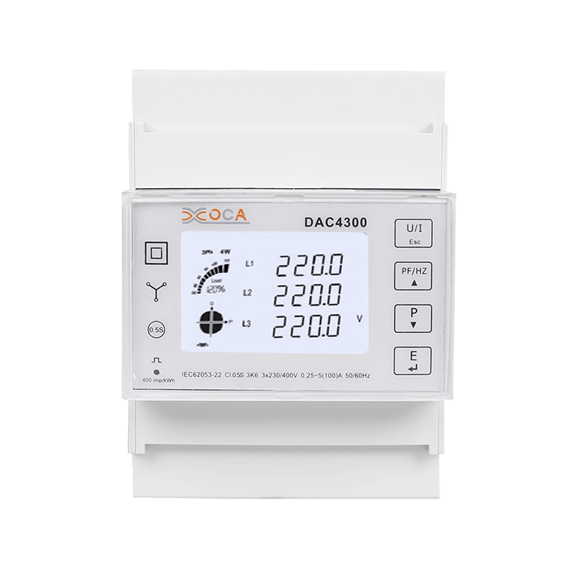 Dac4300 LCD sur rail DIN triphasé avec transformateur compteur d'énergie